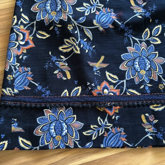 Loft Skirt Womens Size 4 Navy Blue Floral Print Tapestry A-Line Stretch Lined - Picture 8 of 9